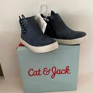 Kitty Ears Cat & Jack Navy Polka Dots Style Charity Tic-Tac-Toe High Tops Shoes
